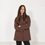 Coffee Short Trench Coat Stand Collar Oversized