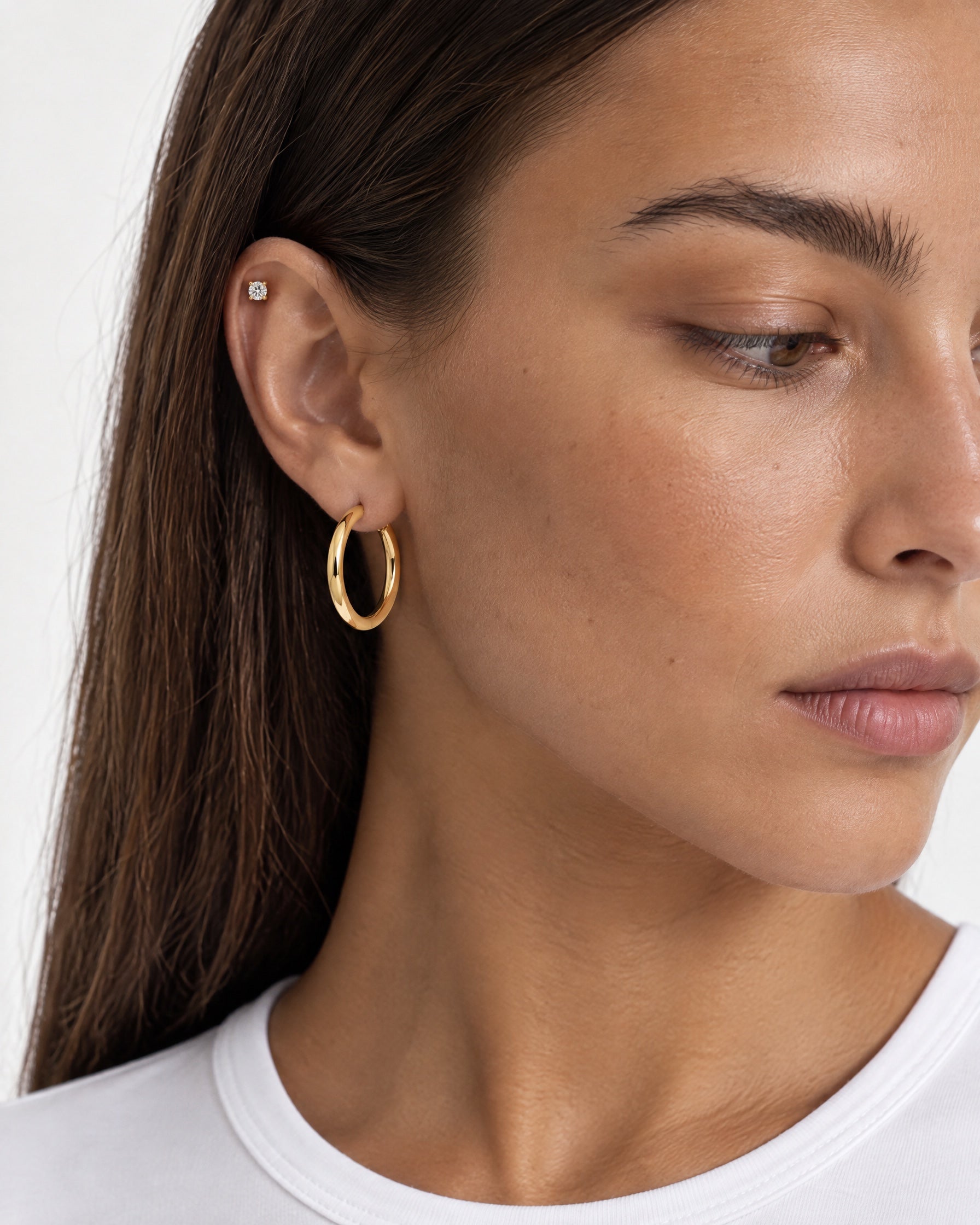 Small Hoop Earrings Gold Tone Click Hoops - Gold