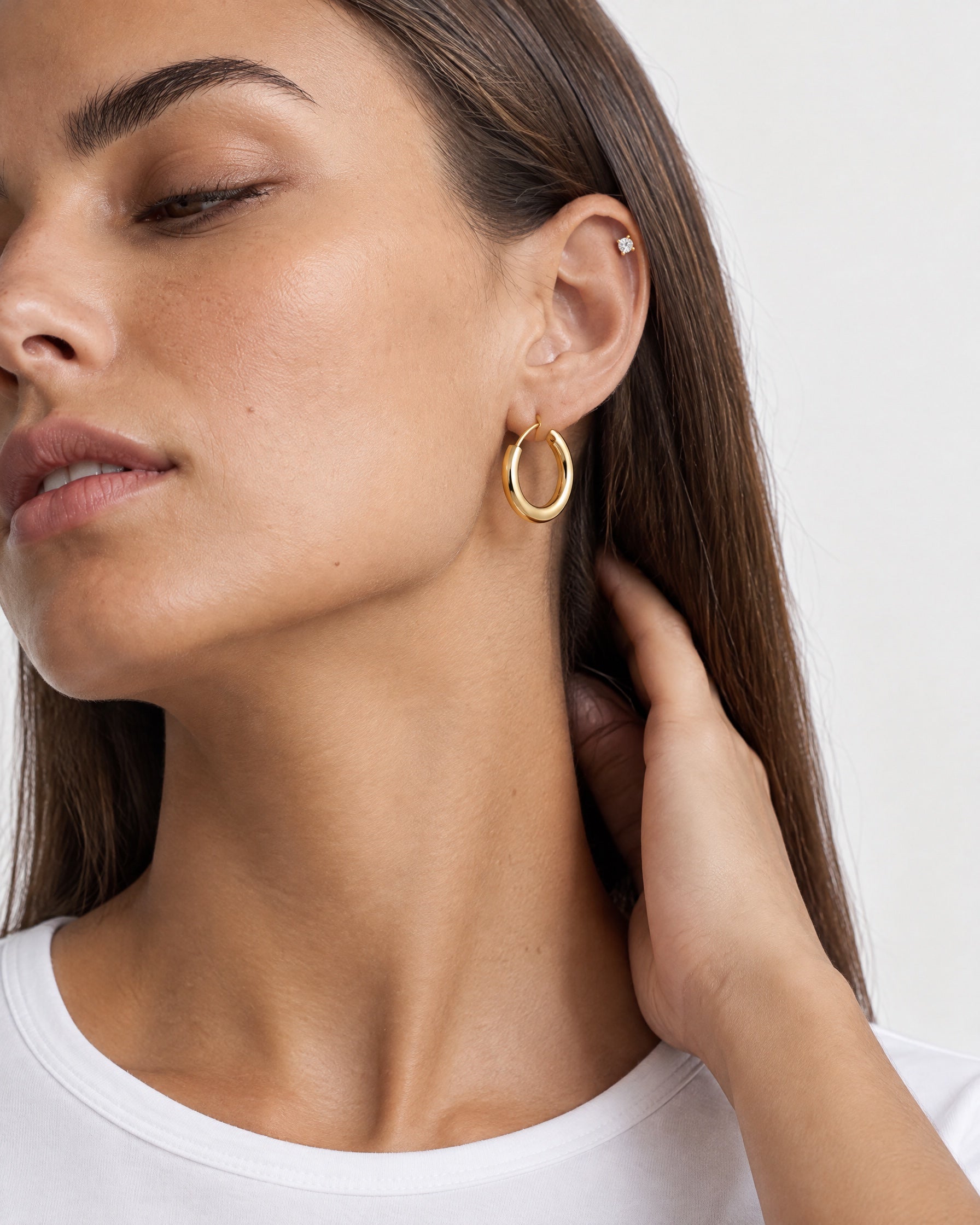 Small Hoop Earrings Gold Tone Click Hoops