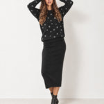 Black Two Piece Set Star Print Jumper Skirt