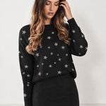Black Two Piece Set Star Print Jumper Skirt