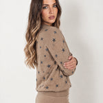 Brown Two Piece Set Star Print Jumper Skirt