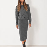 Grey Two Piece Set Star Print Jumper Skirt
