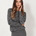Grey Two Piece Set Star Print Jumper Skirt