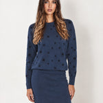 Navy Two Piece Set Star Print Jumper Skirt