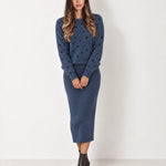 Navy Two Piece Set Star Print Jumper Skirt