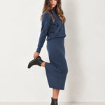 Navy Two Piece Set Star Print Jumper Skirt