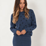 Navy Two Piece Set Star Print Jumper Skirt