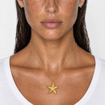 Starfish Necklace Gold Tone Pendant on Chain