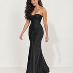 Black Corset Maxi Dress Strapless Lace Draped