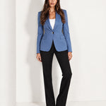 Blue Blazer Tailored Single Breasted Jacket with Notch Lapel and Flap Pockets