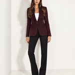 Bordeaux Blazer Tailored Single Breasted Jacket with Notch Lapel and Flap Pockets