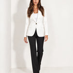 White Blazer Tailored Single Breasted Jacket with Notch Lapel and Flap Pockets