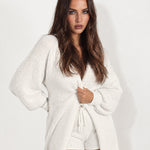 White Loungewear Set Two Piece Cardigan and Shorts