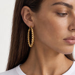 Twisted Hoop Earrings Gold Tone Rope Hoops - Gold