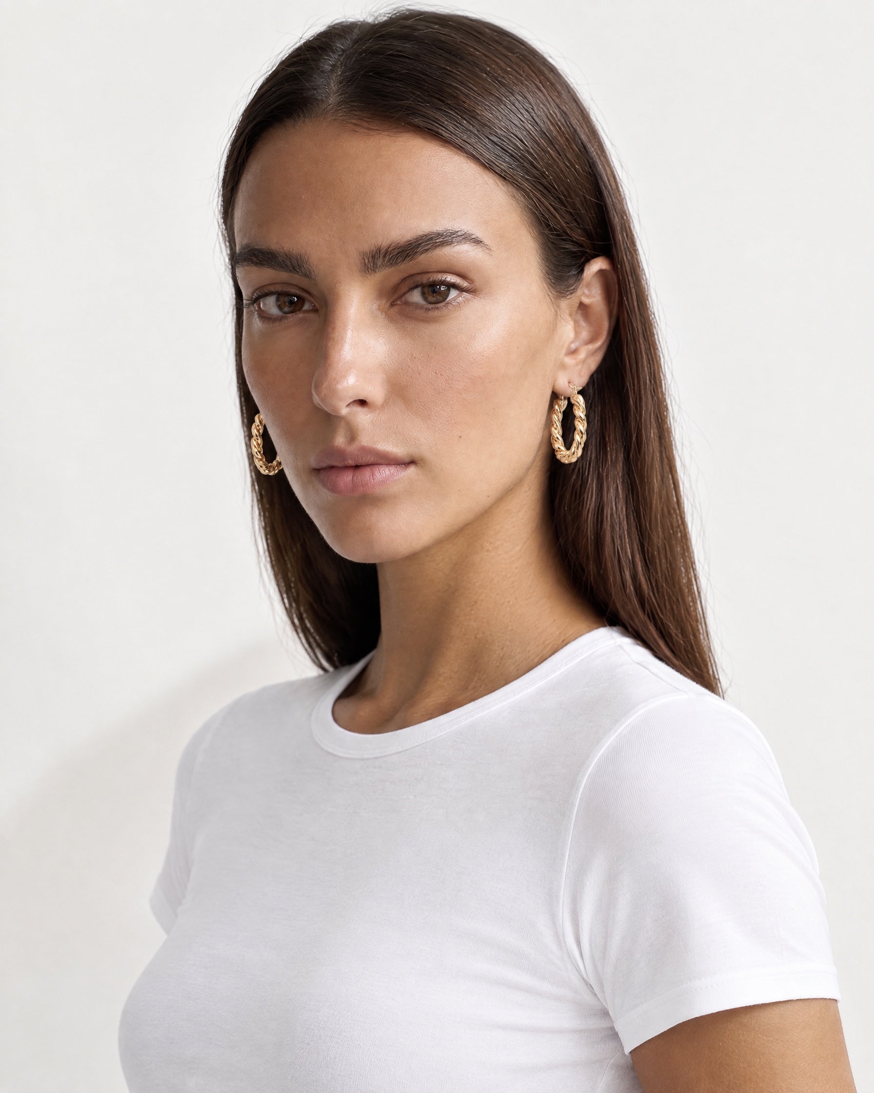 Twisted Hoop Earrings Gold Tone Rope Hoops - Gold