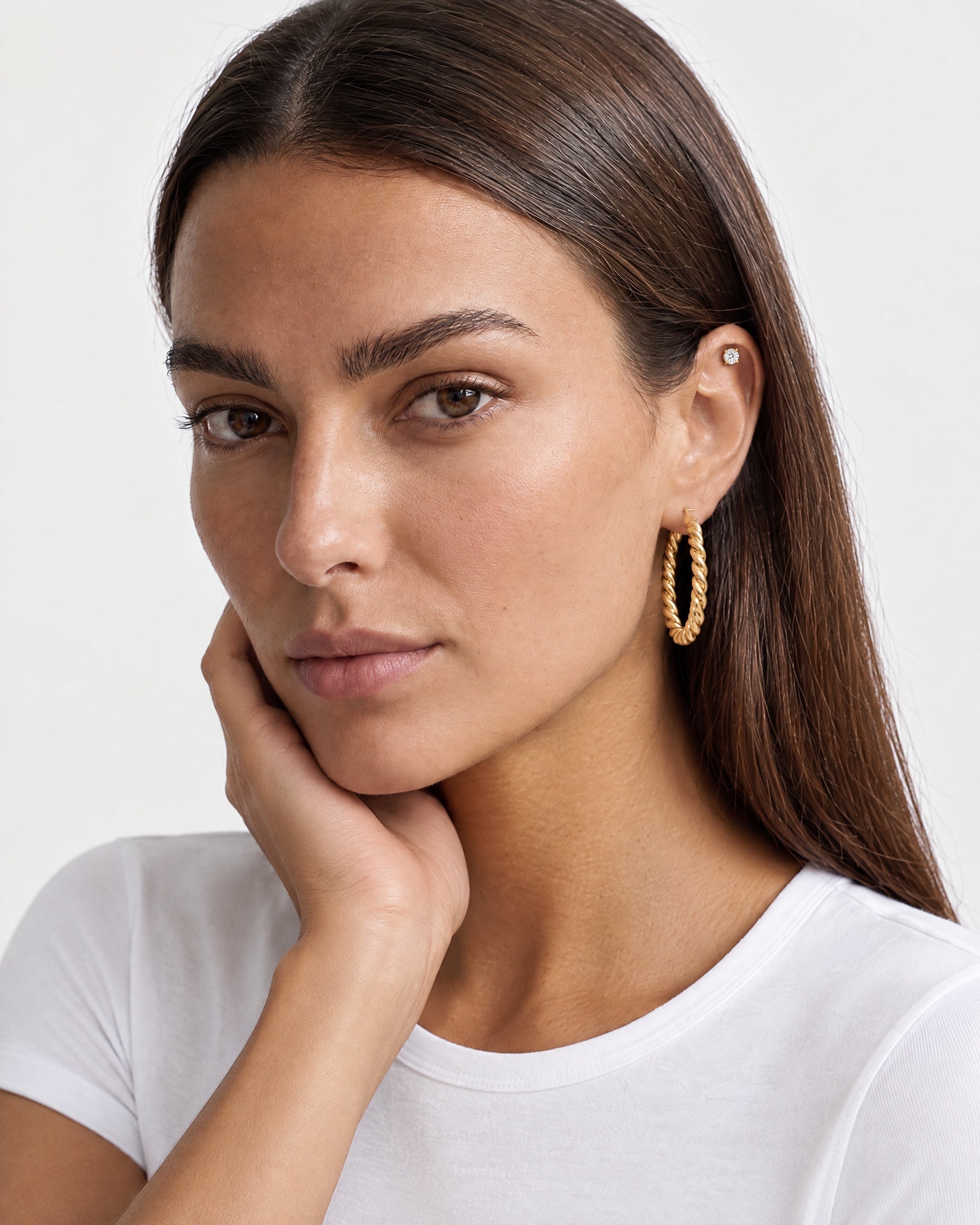 Twisted Hoop Earrings Gold Tone Rope Hoops