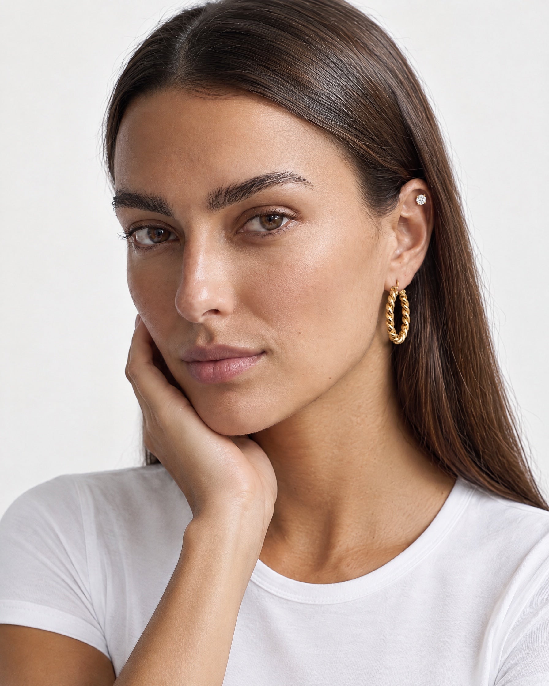 Twisted Hoop Earrings Gold Tone Rope Hoops