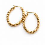 Twisted Hoop Earrings Gold Tone Rope Hoops - Gold