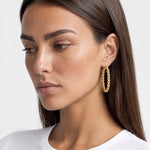 Twisted Hoop Earrings Gold Tone Rope Hoops - Gold