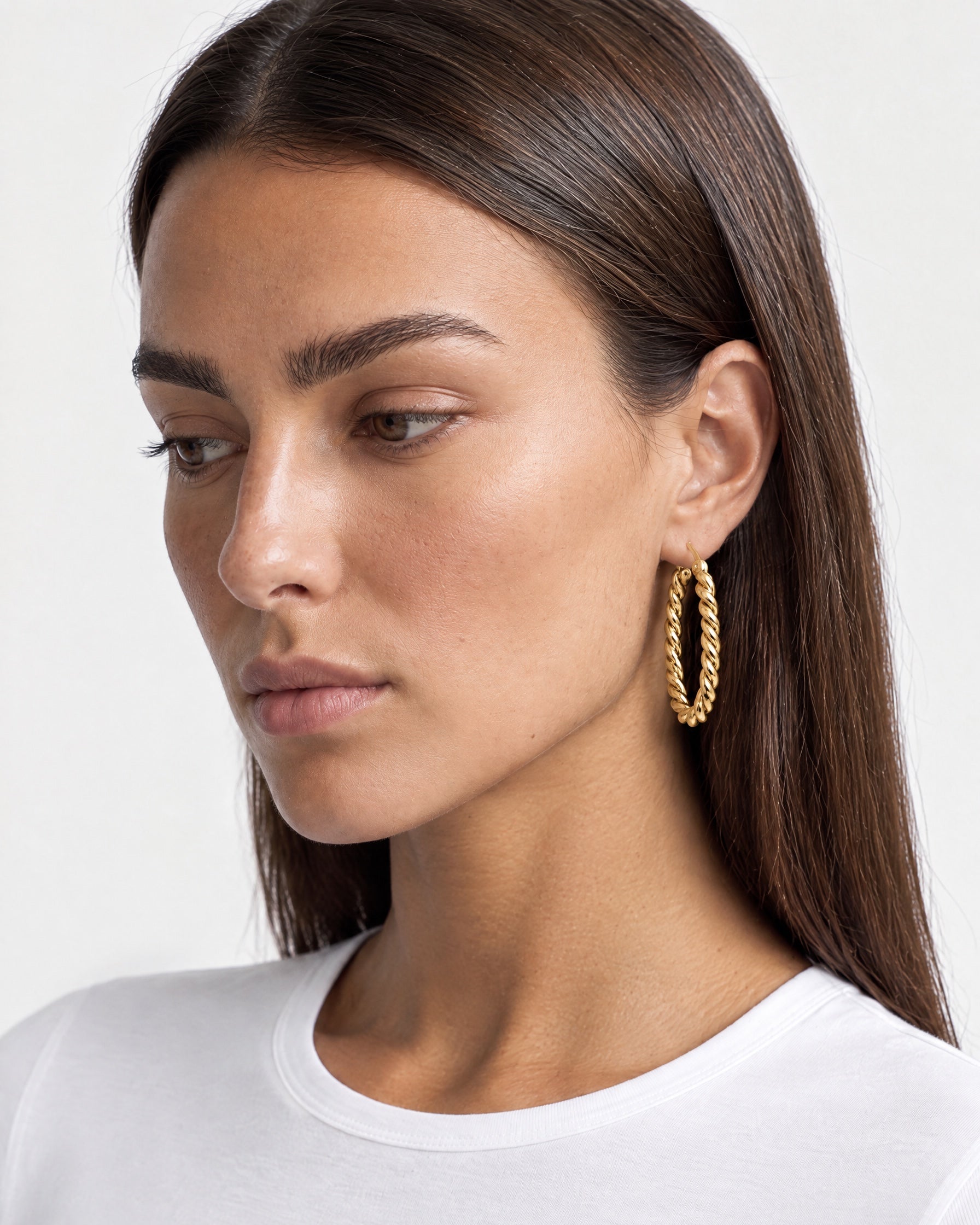 Twisted Hoop Earrings Gold Tone Rope Hoops - Gold