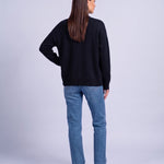 Black Knitted Cardigan V Neck Button Front Cardigan Relaxed Fit Chunky Knit