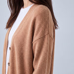 Caramel Knitted Cardigan V Neck Button Front Cardigan Relaxed Fit Chunky Knit