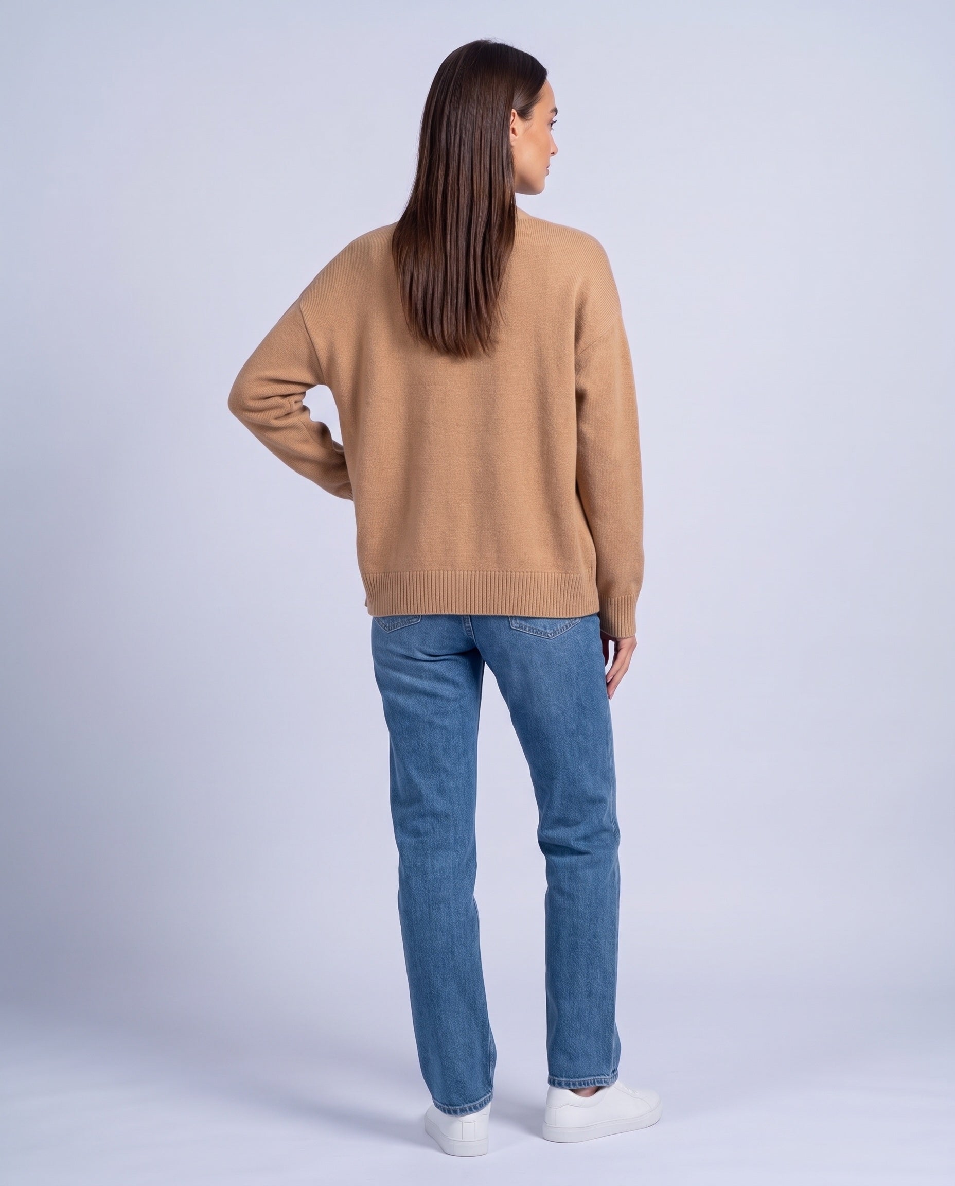 Caramel Knitted Cardigan V Neck Button Front Cardigan Relaxed Fit Chunky Knit