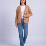 Caramel Knitted Cardigan V Neck Button Front Cardigan Relaxed Fit Chunky Knit