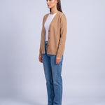 Caramel Knitted Cardigan V Neck Button Front Cardigan Relaxed Fit Chunky Knit