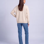 Ivory Knitted Cardigan V Neck Button Front Cardigan Relaxed Fit Chunky Knit