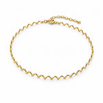 Wave Necklace Gold Tone Zigzag Chain Choker