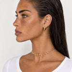 Wave Necklace Gold Tone Zigzag Chain Choker