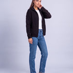 Black Zip Cardigan High Neck Zip Up Knitted Cardigan with Pockets Relaxed Fit