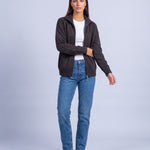 Dark Gray Zip Cardigan High Neck Zip Up Knitted Cardigan with Pockets Relaxed Fit