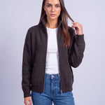 Dark Gray Zip Cardigan High Neck Zip Up Knitted Cardigan with Pockets Relaxed Fit