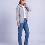 Heather Gray Zip Cardigan High Neck Zip Up Knitted Cardigan with Pockets Relaxed Fit