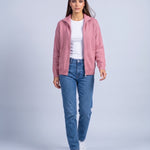 Pink Zip Cardigan High Neck Zip Up Knitted Cardigan with Pockets Relaxed Fit