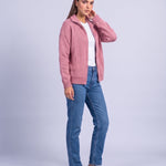 Pink Zip Cardigan High Neck Zip Up Knitted Cardigan with Pockets Relaxed Fit