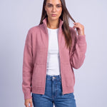 Pink Zip Cardigan High Neck Zip Up Knitted Cardigan with Pockets Relaxed Fit