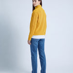 Yellow Zip Cardigan High Neck Zip Up Knitted Cardigan with Pockets Relaxed Fit