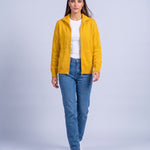Yellow Zip Cardigan High Neck Zip Up Knitted Cardigan with Pockets Relaxed Fit