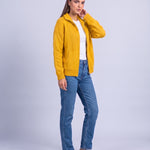 Yellow Zip Cardigan High Neck Zip Up Knitted Cardigan with Pockets Relaxed Fit