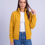 Yellow Zip Cardigan High Neck Zip Up Knitted Cardigan with Pockets Relaxed Fit