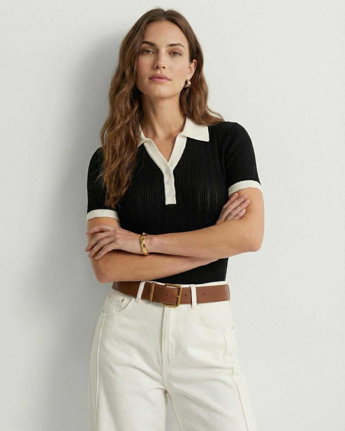 Women's Ribbed Polo Knit To