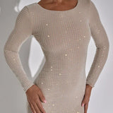 Sheer Long Sleeve Mini Dress – Elegant Fitted Party Dress