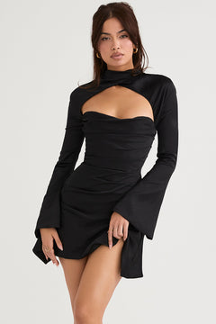 Cut Out Long Sleeve Mini Dress – Fitted Party Dress